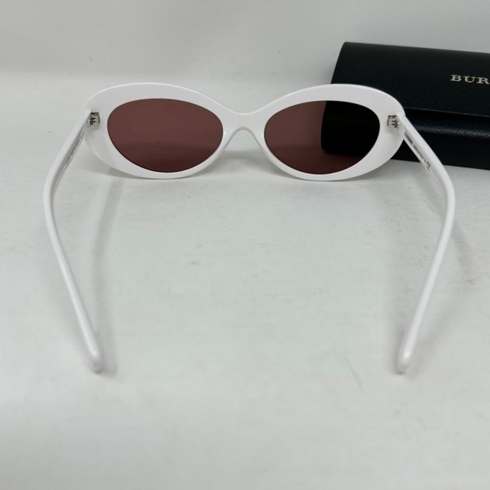 Burberry Women's White Oval Sun Glasses Designer Summer Style Classic Timeless - Picture 7 of 13
